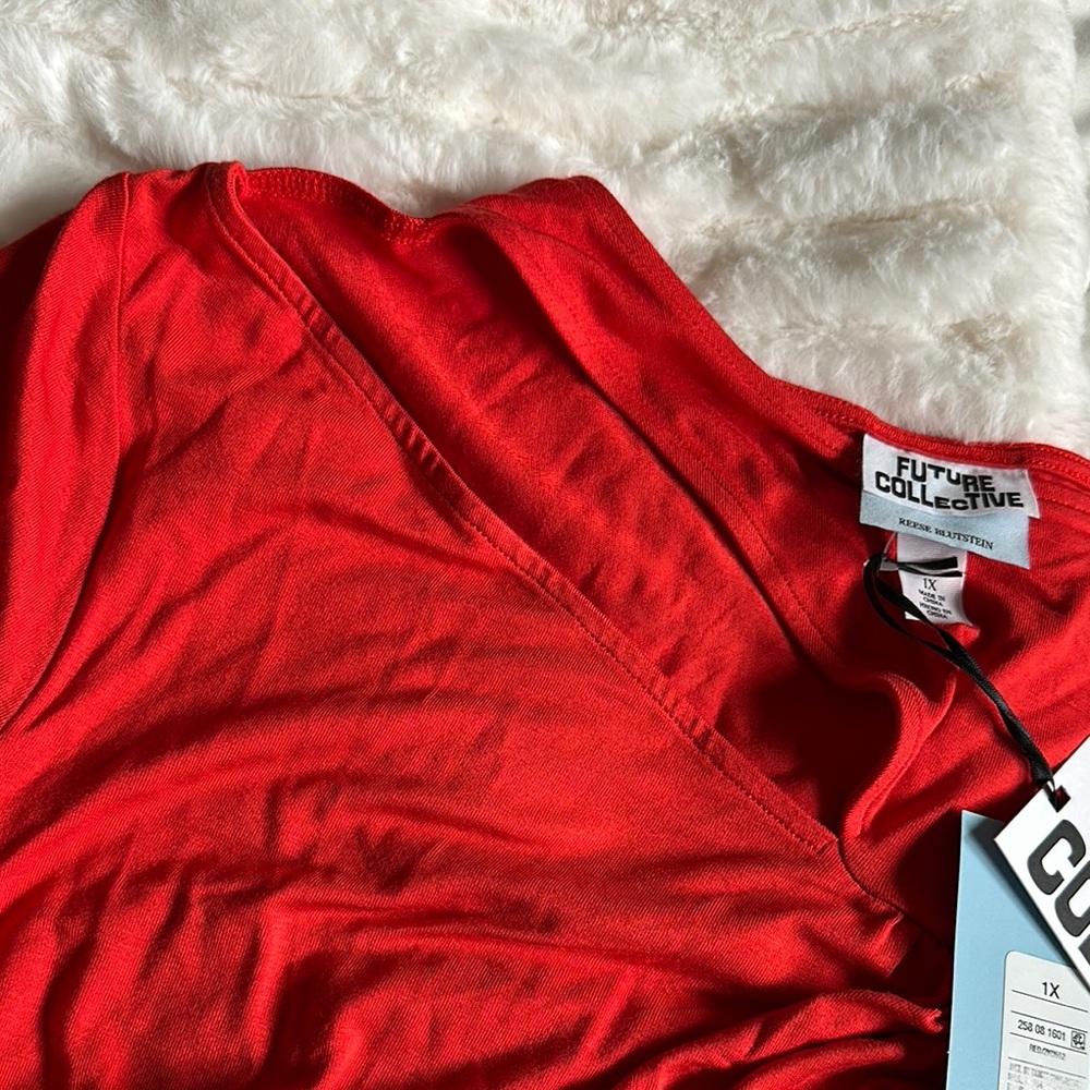 Future Collective Red Ruched Cutout Maxi Dress 1X - Picture 6 of 8